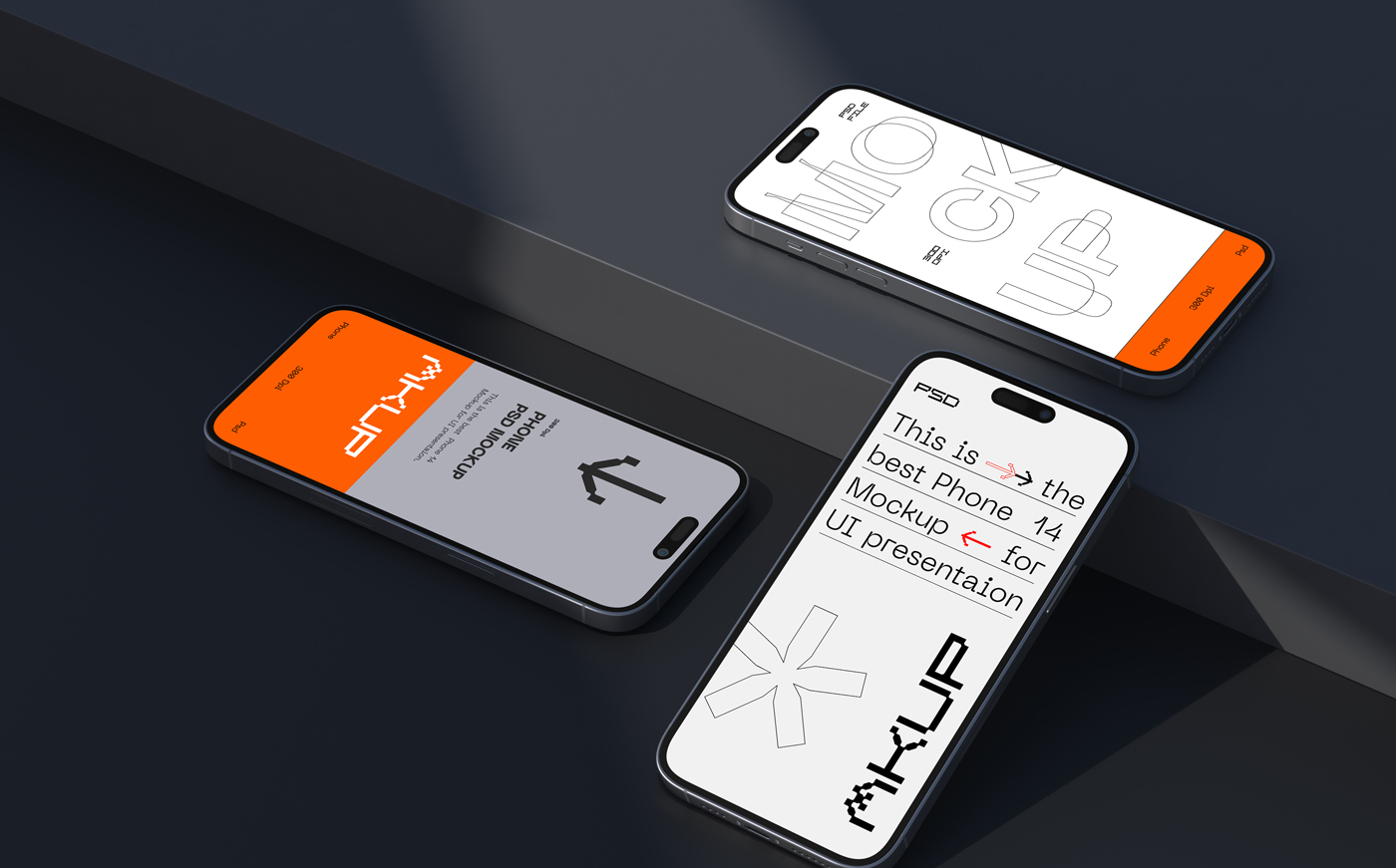 iPhones arranged diagonally